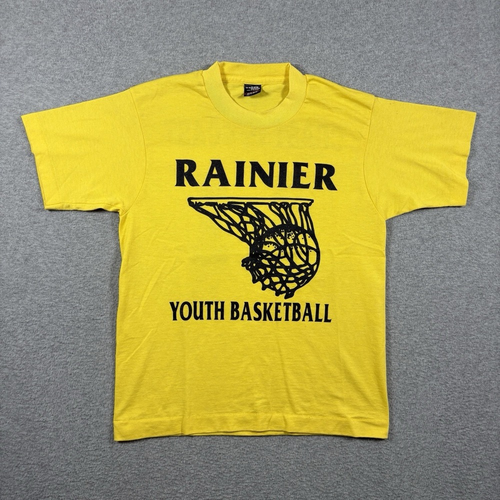 Vintage 90s Rainier Youth Basketball T Shirt 14-16 Single Stitch Best Tag USA 11